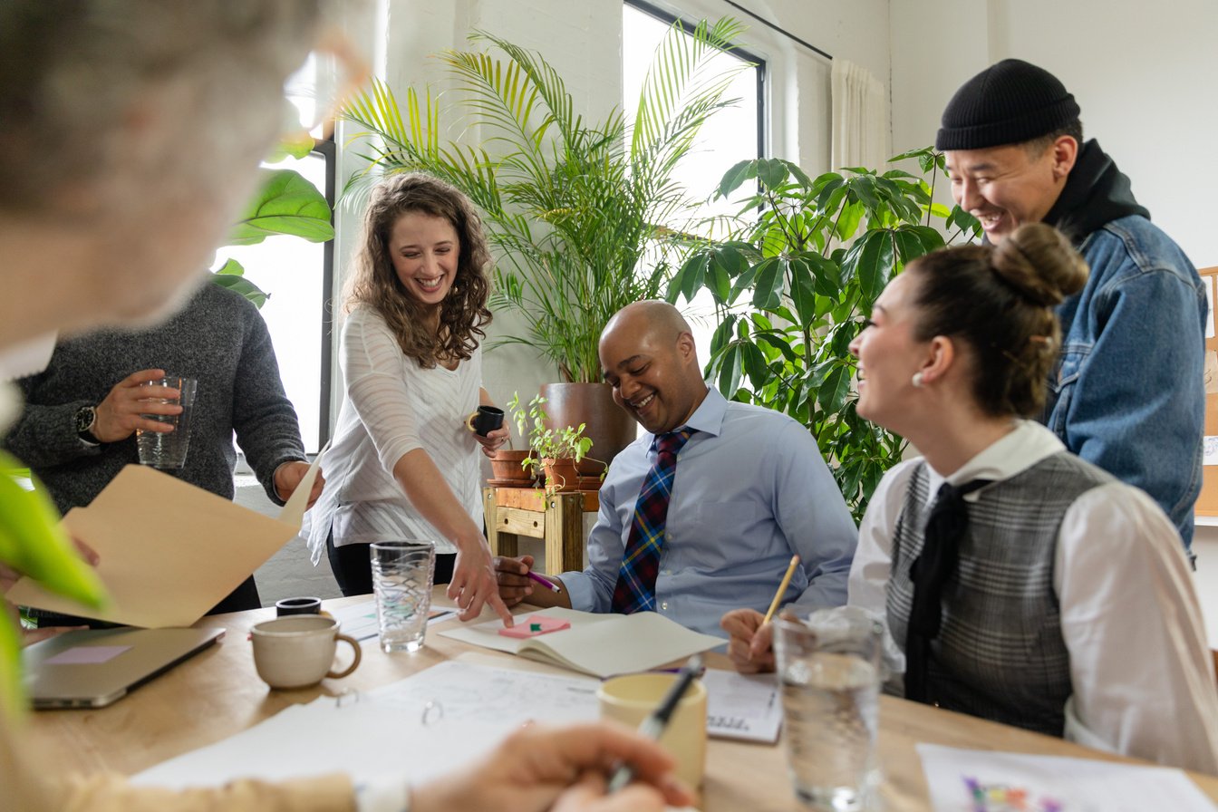 Happy Workers in a Meeting