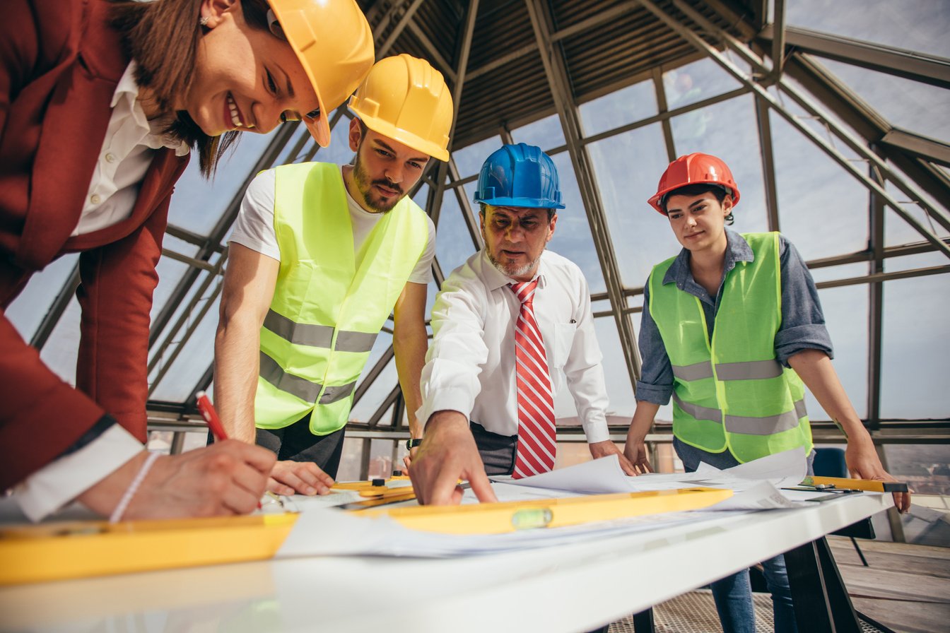 Construction workers on construction site